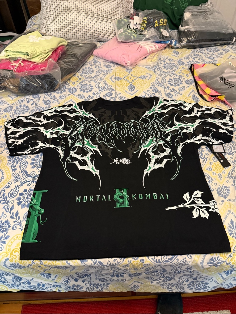 Civil Regime Barakas Mortal Kombat Mens Black & Green Graphic Tee